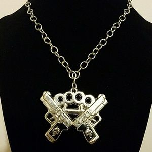 Guns and brass knuckles necklace